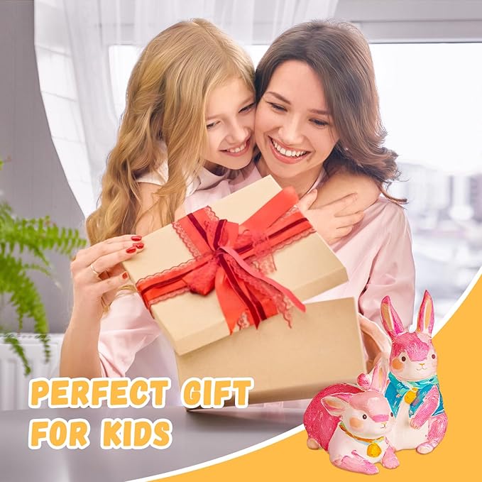 Loungelore Paint Your Own Bunny Lamp Kit, DIY Rabbit Night Light, Arts and Crafts for Kids Ages 8-12, Crafts for Kids Ages 4-8, Creativity Painting Kit Toy for Girls Ages 3 4 5 6 7 8 9 10 11 12+
