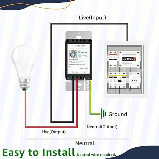 Greencycle Smart Dimmer Switch,1PK Single Pole, Needs Neutral Wire,2.4GHz WiFi Light Switch,Work with Alexa and Google Home, ETL Certified,No Hub Required,for Dimmable 150W LED CFL,600W Incandescent