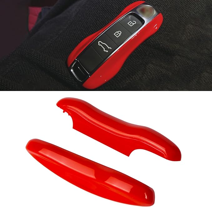 x xotic tech Red Key Fob Cover Smart Remote Case Side Blades Shell, Compatible with 2017-up Porsche Panamera, 2019-up Porsche Cayenne G2, 2020-up 911 Carrera Taycan