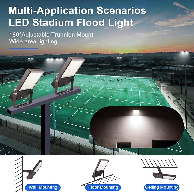 300W LED Flood Light Outdoor, 5700K Daylight LED Stadium Flood Lights, 45900LM Exterior Parking lot Area Lighting, IP65 Waterproof for Stadium, Arena, Parking Lot 120-277VAC, UL&DLC Listed