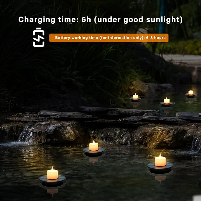 Solar Floating Pool Lights, 5-Pack Solar-Powered Float Candles Lamps Tea Light for Pond Party Garden Backyard Outdoor Decor