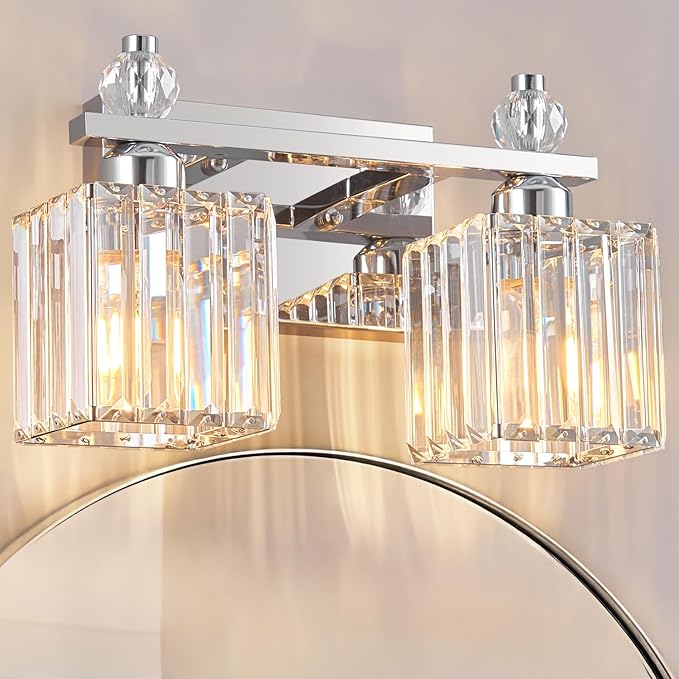 Chrome Bathroom Vanity Lights Crystal Vanity Light Bathroom Lighting Fixtures 2 Light Modern Vanity Lighting Fixtures