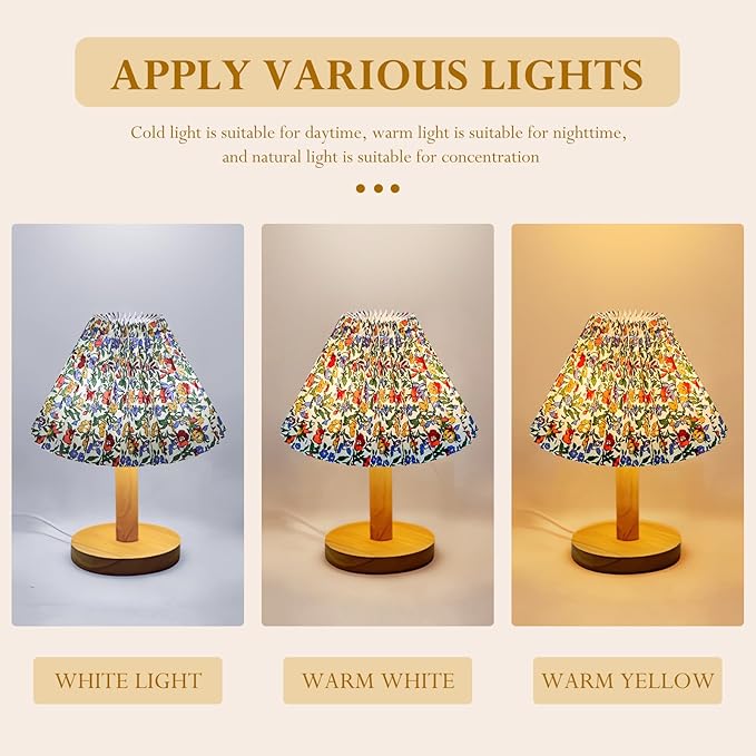 2pcs Pleated Lamp Shade, Modern Printing Flowers Lampshades for Table Lamps Floor Lamps, Barrel Lampshade Replacement for Bedroom, Cute Lamp for Living Room Home Office Decor
