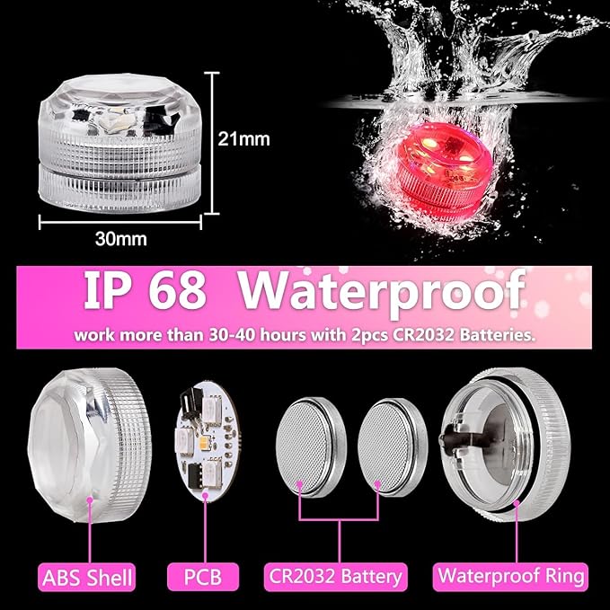 Submersible Led Lights with Remotes, Waterproof Tea Lights Candles Battery Operated RGB Color Changing Small Led Light for Vase Lantern Table Centerpieces Halloween Christmas Decor (20pack)