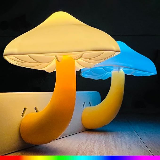 Night Lights Plug into Wall - Sensor LED Mushroom Light, Magic 7 Color Changing Cute Dream Bed Mushroom Lamp for Kids Adults Pets, Living Room Bedroom Kitchen, Bathroom Toilet, Stair Hallway Corridor