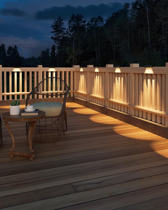 VOLISUN Solar Deck Lights 16 Pack, Bright Warm White Glow LED Large Size Lamp, IP65 Waterproof Step Lights Outdoor for Deck, Step, Fence, Railing, Wall and Stairs(Black)