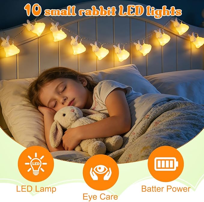 Ciieeo 1set Cartoon String Lights Lovely Rabbit Decoration Lighting Led Decorative Lamps for Easter Warm Lights for Ktv Bar and Mall Celebrations
