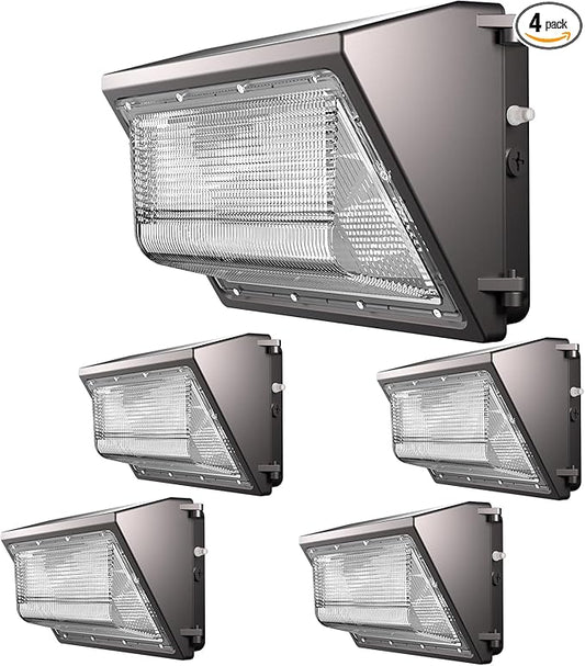 4Pack 200W LED Wall Pack Lights, 100-277v Dusk to Dawn with Photocell, 30000Lm 5000K Daylight IP65 Waterproof Outdoor Security Lighting, Energy Saving, ETL | 5-Year Warranty(Height:20~30ft)