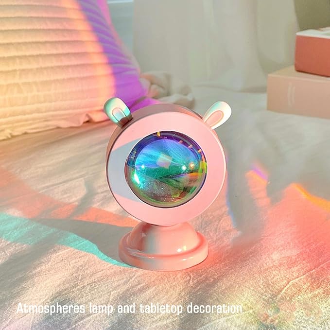 Sunset Lamp,Sunset Projection Light,Cute Rabbit Ear Shape LED Sunset Projection Lamp for Photo Video Vlog Backgroung,Romantic Family Atmosphere