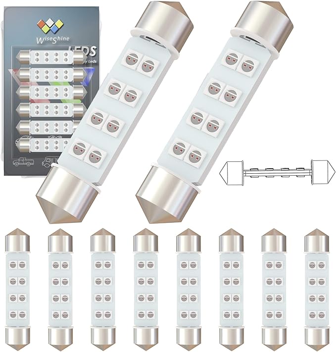 360 deg DC 24V 44mm Festoon LED Bulb 578 569 Amber Yellow 561 562 567 6429 LED Car Bulb for Truck Interior Door Cargo Lights (Pack 10)