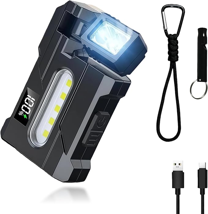 G5 Mini EDC Flashlight Kit 500 Lumens, 4-in-1 Tactical Flashlight Rechargeable with Carabiner & Professional Gear Bag, 1500mAh Magnetic Flashlights Set for Outdoor Home Emergencies (Black)