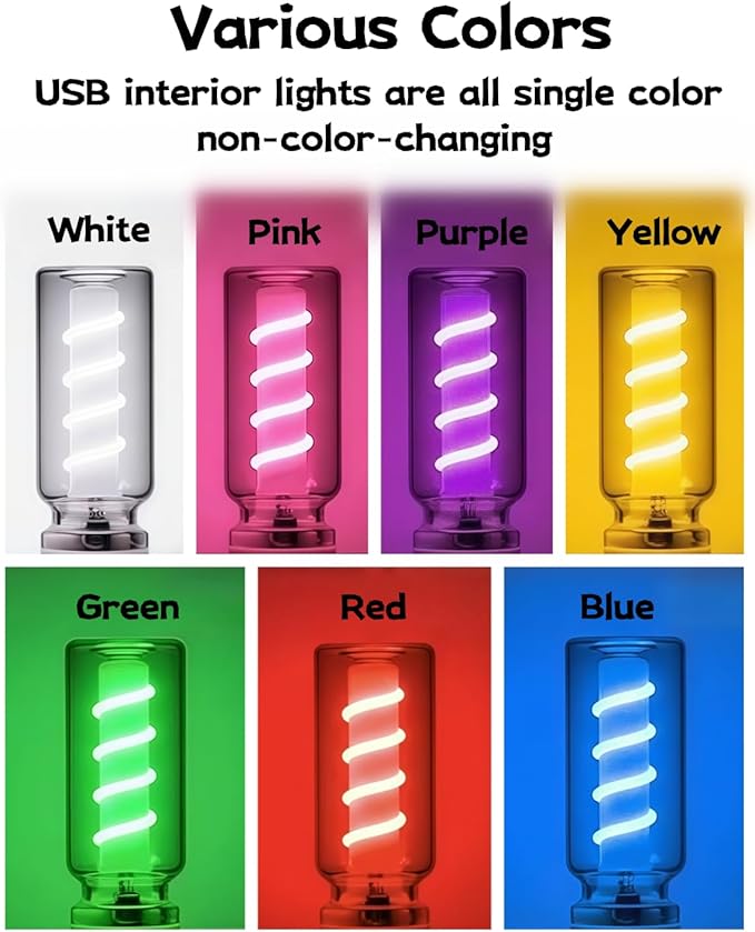 LED Car Interior Light, Touch Control USB Night Lamp, Retro Style Ambient Lighting for Auto, Bedroom, Desk (2PCS Yellow)