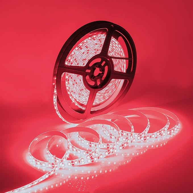 Red Waterproof 600 LEDs Strip Lights, SUPERNIGHT 12 Volt LED Light Strips 16.4FT LED Rope Lighting for Boat Bedroom Car TV Backlighting Christmas Party