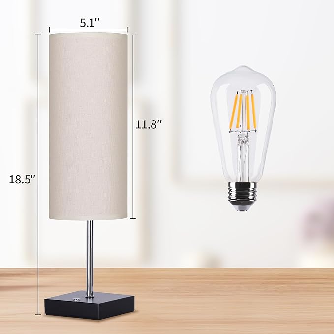 18Inch Cordless Lamp Table Lamps set of 2, 5000mAh Rechargeable Beside Table for Living Room, 2700K Battery Operated Small Bedroom Desk Lamp for Night Stand Linen Fabric Shade for Home（Bulb Included）