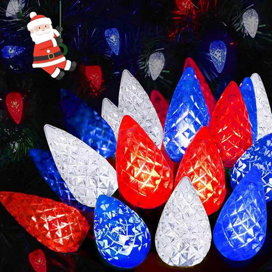 240 LED 78FT C6 Christmas String Lights, Super Long Christmas Lights Outdoor Indoor with 13 Modes & Timer, Waterproof Fairy Twinkle Light Plug in for Tree Party Xmas Decorations (Red White and Blue)