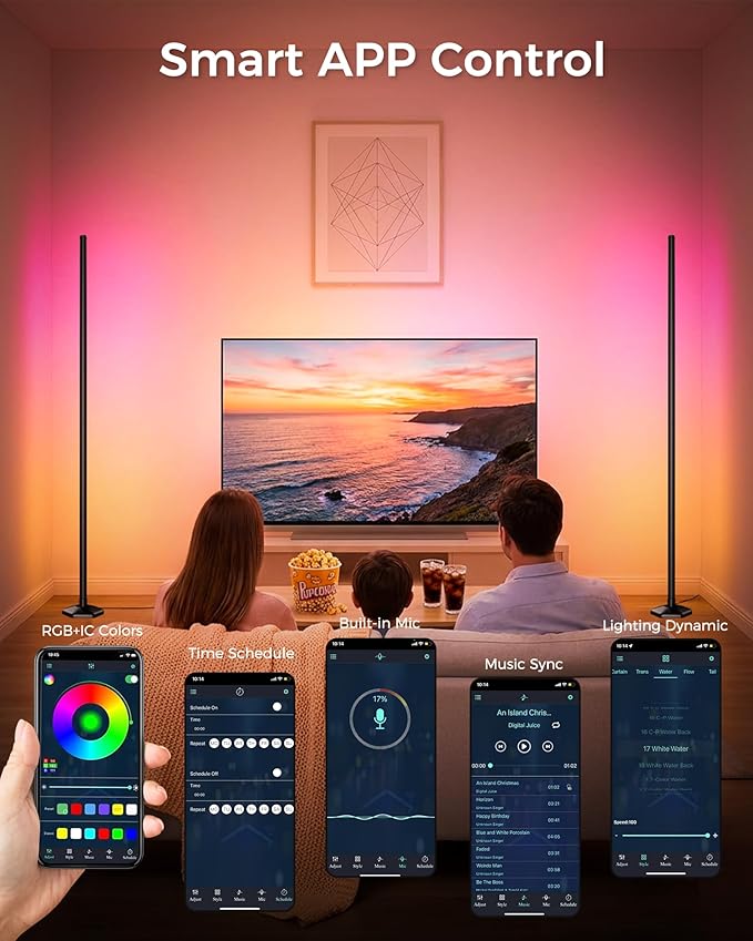Corner Floor Lamp, 65" RGB Color Changing led Floor lamp with APP and Remote Control, Dimmable Mood Light Corner Light with Music Sync, DIY Mode & Timing for Living Room Gaming Room