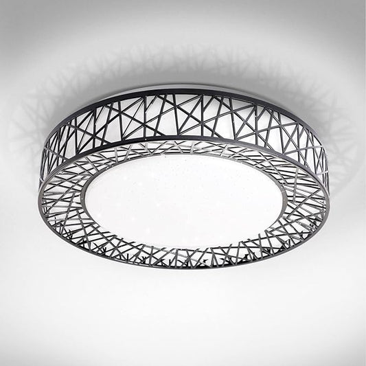 ASD 16 Inch LED Flush Mount Ceiling Light Fixture for Bedroom, 28W 1576LM 5CCT 2700K-5000K, Triac Dimmable Lights, Dining, Living Room, Kitchen Lamps, Modern Home Lighting Fixtures, Black, ETL