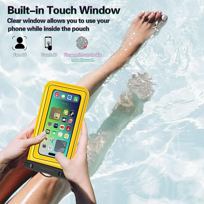 Floatable 3 Pack Multicolor Universal IP68 Floating Waterproof Phone Pouch,Adjustable Neck Lanyard Waterproof Phone Case Dry Bag for Apple iPhone,Samsung,and up to 8.3" Yellow,Orange,Green