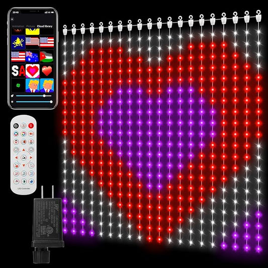Smart Curtain Lights 400 LED, Color Changing LED Curtains Light 6.6 * 6.6 FT, DIY Fairy String Light Curtain for Bedroom Backdrop Party Indoor Outdoor Holiday Decor (APP +Remote Control)