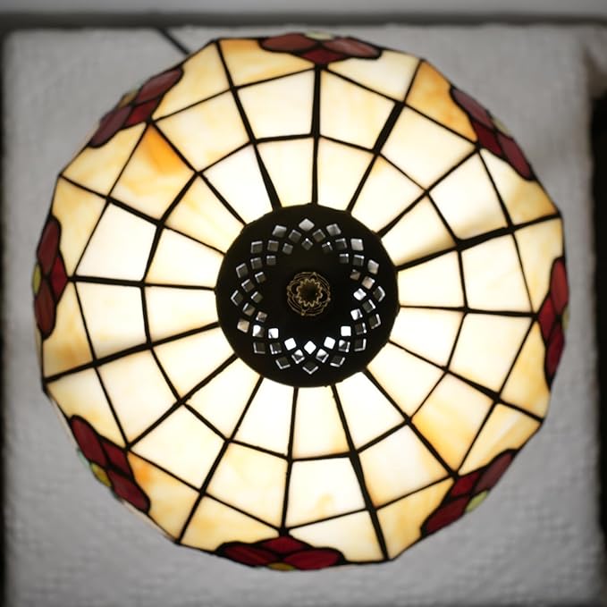 Red Tuilp Tiffany Lamp Stained Glass Table Lamps Antique Vintage Style Bedside Nightstand Nightstand Decor Living Room Bedroom Office Home Retro Bar Hotel 12 Inch Unique Reading Desk Lamps