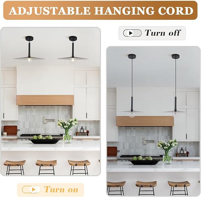 KCO Lighting Matte Black Dome Pendant Light Industrial Barn Pendant Light Farmhouse Kitchen Hanging Light Fixture for Dining Room Living Room Vintage Bar