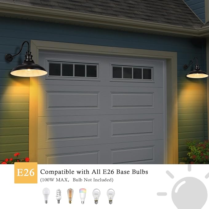 Exterior Farmhouse Gooseneck Barn Light,3PCS Dusk to Dawn Outdoor Lighting, 16 Inch Vintage Outside Garage Lights Fixtures for Patio Frontdoor Entryway Doorway, Matte Black