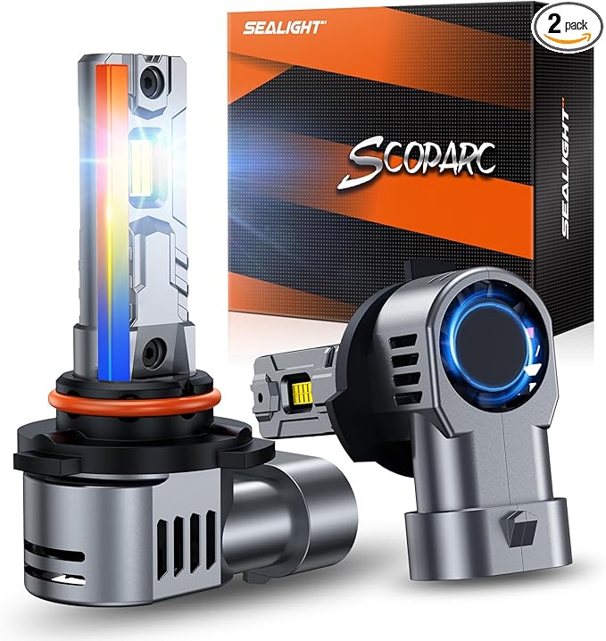 SEALIGHT S2S HB3/9005 Light Bulbs, 40000LM Super Brighter, 6500K Pure White 9005 Fog Bulbs, 60K+ Hours Lifespan, 2-Pack for Powersports/ATV Lamps