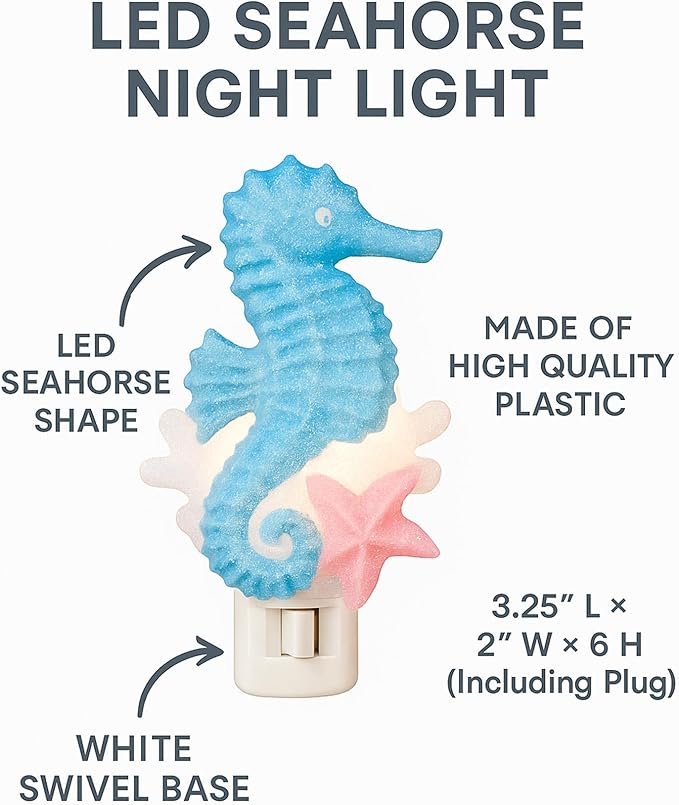 Novelty Lights LED Lamp Seahorse with Starfish Spring Summer Decoration Night Light with Swivel Plug