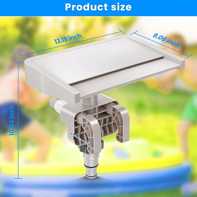 Pool Fountain Waterfall for Above Ground Pools, Smooth Flowing Pool Waterfall for Relaxation, Swimming Pool Frame Attachment Clamp Accessory, Adjustable Width Fits Various Frames (Beige)