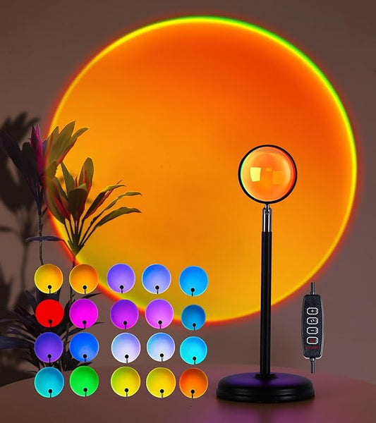 Sunset Lamp Projector,Multicolor Changing Night Light 360 Degree Rotation Rainbow Led Sun Lamp for Photography Backgrounds,Party,TikTop Live,Christmas Gifts,Home Decor,Mood Lighting