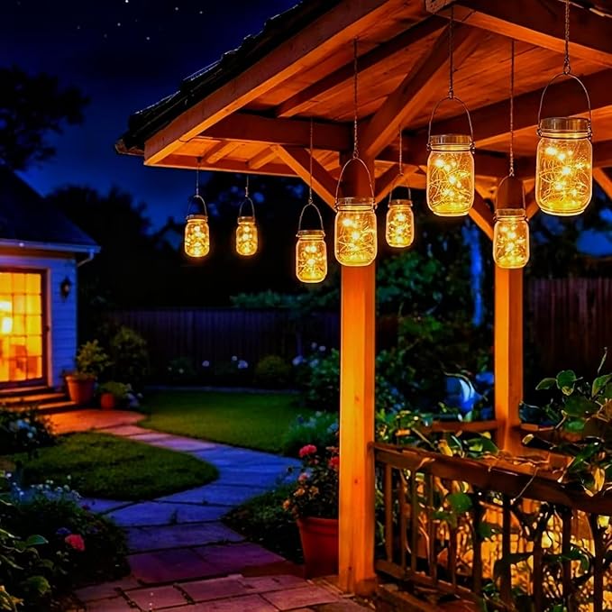 Cooo 12 Pack Gifts for Him Her Solar Lanterns Outdoor Waterproof Upgraded Crystal Glass Solar Mason Jar Lights 30 LED 215% Larger SolarPanel（Just a Little More,Get Double The Delight-Warm White）