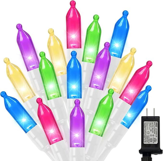 LAMPHOME Pastel Easter Lights String, Multicolor Christmas Mini Light, 32.5FT 100 LED with 16 Light Modes, Fairy Lights Plug in for Outdoor Xmas Trees Garland Wreath Holiday Decorations