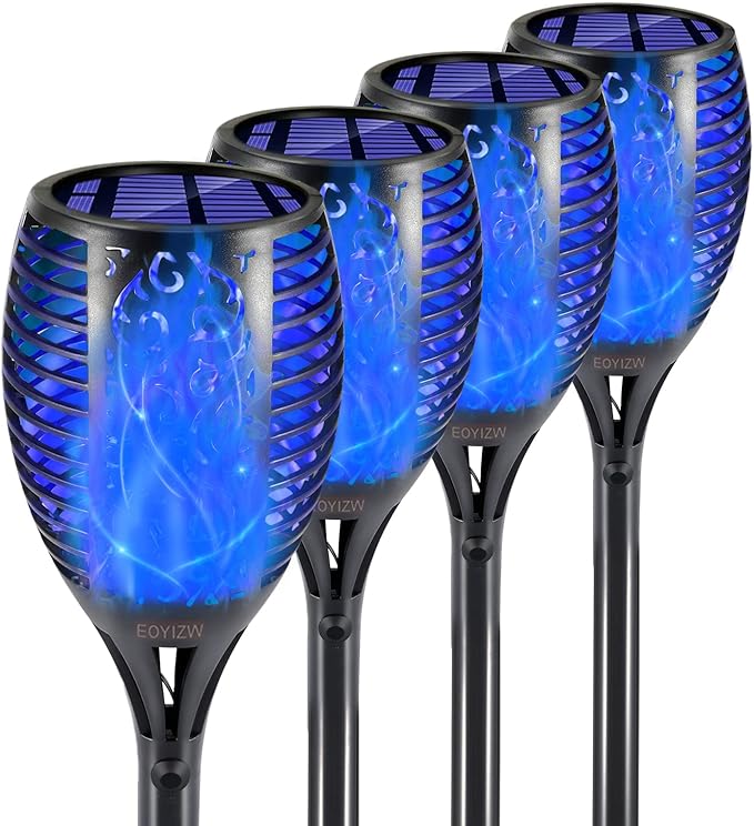 EOYIZW Solar Lights Outdoor 4 Pack, Premium 99 LEDs Solar Torch Light with Flickering Flame Outdoor Decor- IP65 Waterproof Garden Lights for Halloween Decorations Yard Garden Porch