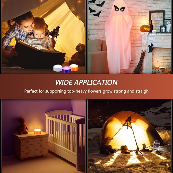 Riakrum 6 Pieces Remote Timer LED Lights with Remote LED Pumpkin Lights Battery Operated Lantern Bright Flameless Candle(White, Orange, Purple)