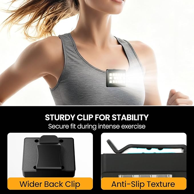 Running Lights for Runners, Clip on Flashlight, Rechargeable LED Safety Light for Walking at Night, Portable EDC Flashlight, Small Work Light Warning Flashing Camping Hiking Gear (Black)