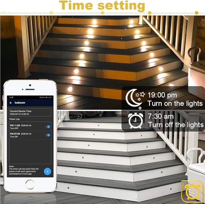 Sumaote Dimmable LED Deck Lights with APP Control, Timer, 3000K-6500K Color Temperature, φ45mm 16 Pack Low Voltage Outdoor CCT Smart Deck Lighting IP67 Waterproof for Garden,Yard, Stair, Patio, Floor