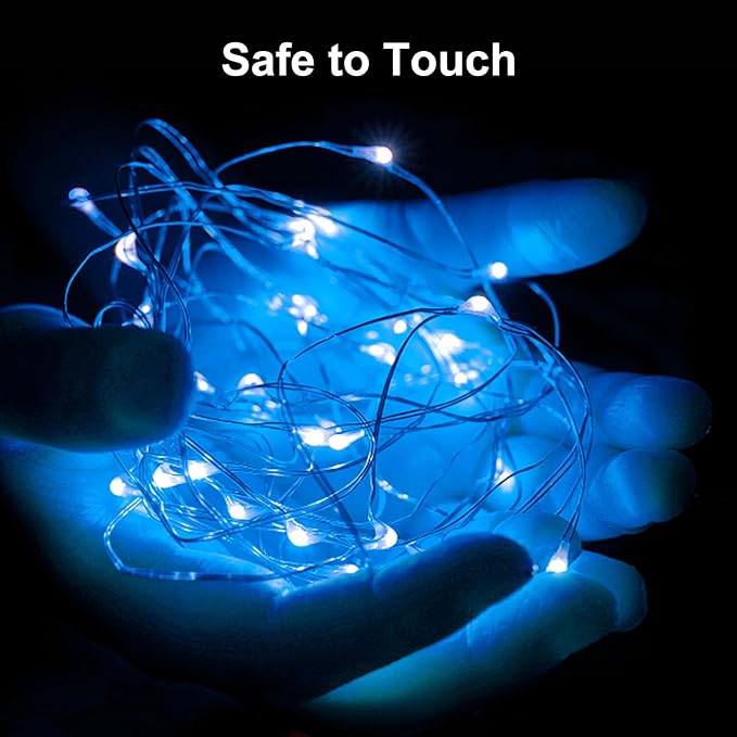 ZGWJ Fairy Lights Battery Operated, 100 Pack Twinkle String Lights 20 LED 7FT 3 Lighting Modes for Bedroom Decor, Easter, Halloween, Christmas, Party Indoor and Outdoor Decoration (Blue, 100PCS)