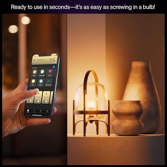 Philips Hue Smart LED A19 Bulb, White Ambiance, E26 Base, 9.5W, Full Spectrum Light 1000K-20000K, 1100 Lumens, Dimmable, Compatible with Alexa, Google Assistant, and Apple Home, 1 Pack