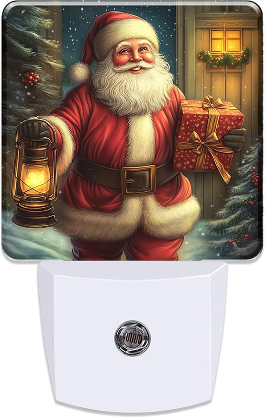 Christmas Santa Claus with Gifts Night Light for Kids, Dusk-to-Dawn Auto Sensor Plug in Night Light, 0.5W Energy Saving Non-Toxic Design for Bedroom/Bathroom, Ideal Gifts for Women, Men & Kids