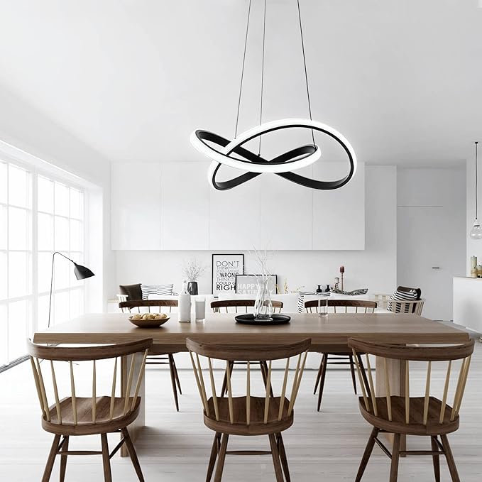 MAYNA Modern LED Pendant Light Fixture, Contemporary LED Chandelier with Irregular Ring Lights, Adjustable Modern Chandeliers for Dining Room Kitchen Entryway Living Room Bedroom, 6000K Daylight