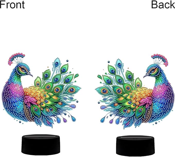 Peacock Diamond Art Painting Night Light,Diamond Art Painting Kits Desktop Touch Lamp Ornaments for Tabletop Decor Diamond Art Accessories for Adult Beginner Bedrooms Living Room