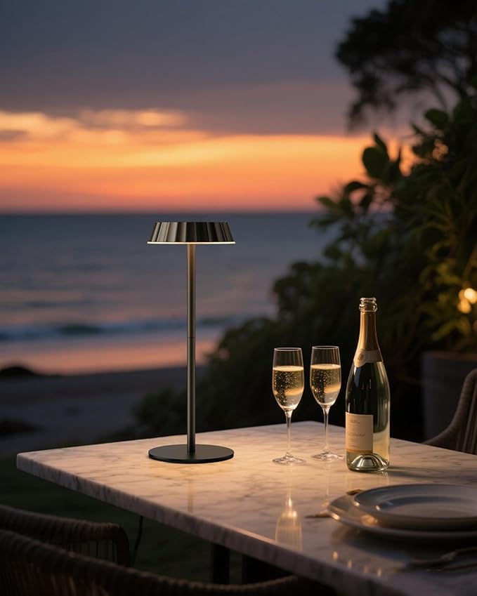 EppieBasic 2 Sets Portable Table Lamps, 5000mAh Battery Operated Cordless Lamp, Shower Light with IP65 Waterproof, 3-Color Stepless Dimmable Light for Bedroom Bathroom Kitchen Outdoor Camping
