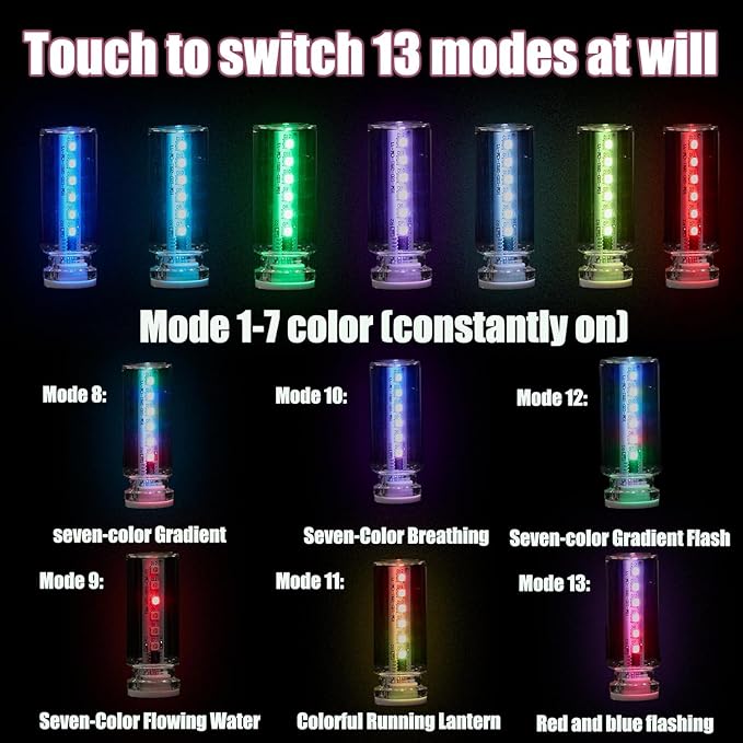 car USB Night Light Bulb, 13 Color Changing Modes Portable Plug-in Retro Car Interior Ambient Lights, Led USB Light Camping, Party, Holiday Decoration, Bedroom, Desktop (3Pcs)