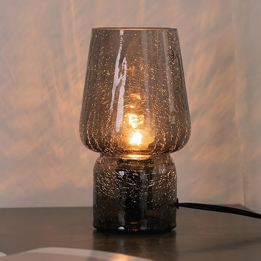 Mushroom Lamp,Small Table Lamp,Mini Cute Lamp Nightstand Lamp Kitchen Glass,Translucent Raindrop,Suitable for Bedrooms, Kitchens, Bedside, Girl Gifts(Raindrop Black)