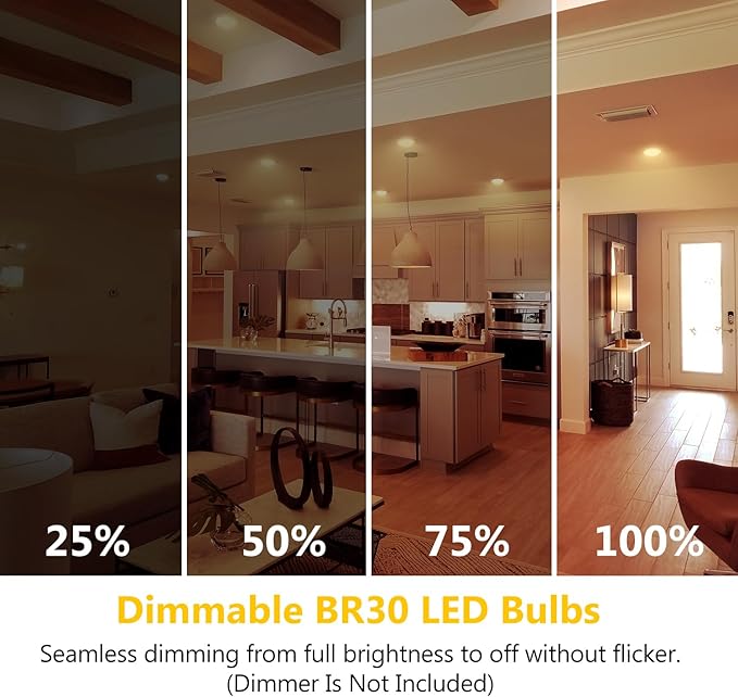 dalattin 24 Pack BR30 LED Bulbs 65W Equivalent, Dimmable Indoor Flood Lights 2700K Soft White, 9W, 800 Lumens, E26 Base, LED Recessed Light Bulb for Living Room, Bedroom, Bathroom, Kitchen