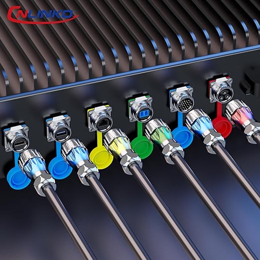 CNLINKO DH-24 USB 3.0 Connectors, Male Plug with 20 Inches Cable, Type A Female Metal Socket, Panel Mount Receptacles Socket, IP68 Waterproof Connector, M24 Signal Connectors (USB 3.0 Set)