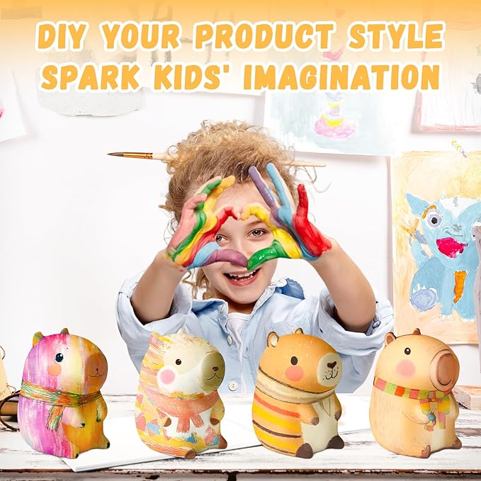 Paint Your Own Capybara Lamp Kit, Arts and Crafts for Kids Ages 8-12, DIY Capybara Night Light Girls Crafts Ages 8-12, Art Supplies Painting Kit Toys for Kids Birthday Ages 3 4 5 6 7 8 9 10 11 12+