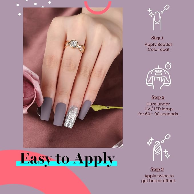Beetles Purple Grey Gel Polish - 1 Pcs 15ml Grayish Purple Gel Polish Stormwatch Color Soak Off Uv Nail Lamp Nails Art Manicure Salon DIY Design Decoration at Home