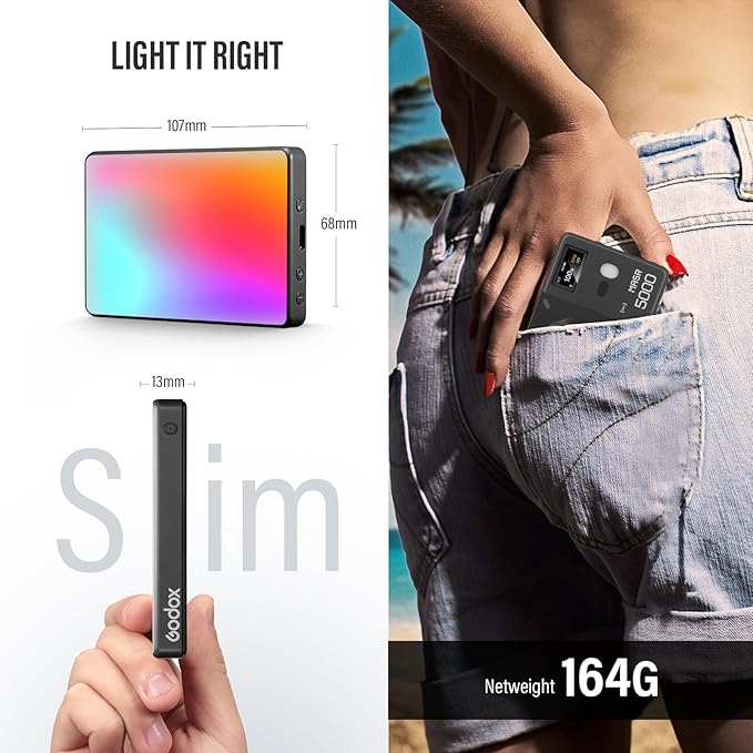 GODOX MA5R LED Fill Light with Soft Diffuser Magnetic Charging Phone Selfie Lighting Mini on Camera Lights 1800K-10000K 14 FX Modes for Selfies, YouTube, TikTok, Vlogging, Video Conferences (Black)