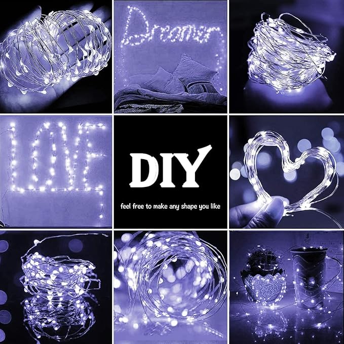 Sanniu Fairy Lights Battery Operated, 6 Packs Mini Battery Powered Copper Wire Starry String Lights for Christmas,Bedroom, Parties,Wedding,Indoor,Home Decoration (5m/16ft Cool White)
